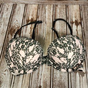 VICTORIA'S SECRET Women 34C Very Sexy Push-Up Pink Black Lace Underwire Bra NWOT